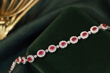 Load image into Gallery viewer, LUOWEND 18K White Gold Real Natural Ruby and Diamond Gemstone Bracelet for Women