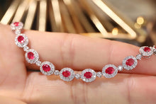 Load image into Gallery viewer, LUOWEND 18K White Gold Real Natural Ruby and Diamond Gemstone Bracelet for Women