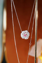 Load image into Gallery viewer, LUOWEND 18K White Gold Natural Pink Diamond Necklace for Women