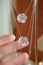 Load image into Gallery viewer, LUOWEND 18K White Gold Natural Pink Diamond Necklace for Women