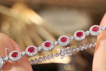 Load image into Gallery viewer, LUOWEND 18K White Gold Real Natural Ruby and Diamond Gemstone Bracelet for Women