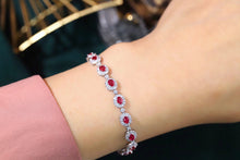 Load image into Gallery viewer, LUOWEND 18K White Gold Real Natural Ruby and Diamond Gemstone Bracelet for Women