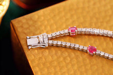 Load image into Gallery viewer, LUOWEND 18K White Gold Real Natural Ruby and Diamond Gemstone Bracelet for Women