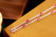 Load image into Gallery viewer, LUOWEND 18K White Gold Real Natural Ruby and Diamond Gemstone Bracelet for Women
