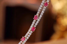 Load image into Gallery viewer, LUOWEND 18K White Gold Real Natural Ruby and Diamond Gemstone Bracelet for Women