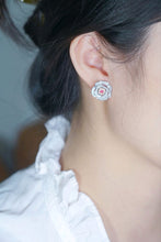 Load image into Gallery viewer, LUOWEND 18K White Gold Natural Pink Diamond Earrings for Women