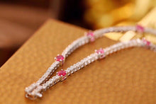 Load image into Gallery viewer, LUOWEND 18K White Gold Real Natural Ruby and Diamond Gemstone Bracelet for Women