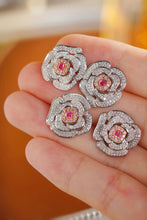 Load image into Gallery viewer, LUOWEND 18K White Gold Natural Pink Diamond Earrings for Women