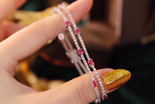 Load image into Gallery viewer, LUOWEND 18K White Gold Real Natural Ruby and Diamond Gemstone Bracelet for Women