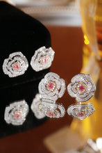 Load image into Gallery viewer, LUOWEND 18K White Gold Natural Pink Diamond Earrings for Women