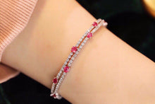 Load image into Gallery viewer, LUOWEND 18K White Gold Real Natural Ruby and Diamond Gemstone Bracelet for Women