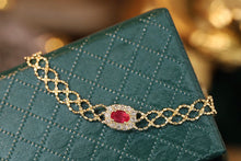 Load image into Gallery viewer, LUOWEND 18K Yellow Gold Real Natural Ruby and Diamond Gemstone Bracelet for Women