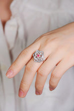 Load image into Gallery viewer, LUOWEND 18K White Gold Natural Pink Diamond Ring for Women