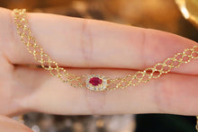 Load image into Gallery viewer, LUOWEND 18K Yellow Gold Real Natural Ruby and Diamond Gemstone Bracelet for Women