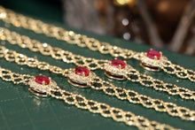 Load image into Gallery viewer, LUOWEND 18K Yellow Gold Real Natural Ruby and Diamond Gemstone Bracelet for Women