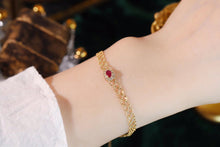 Load image into Gallery viewer, LUOWEND 18K Yellow Gold Real Natural Ruby and Diamond Gemstone Bracelet for Women