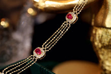 Load image into Gallery viewer, LUOWEND 18K Yellow Gold Real Natural Ruby and Diamond Gemstone Bracelet for Women