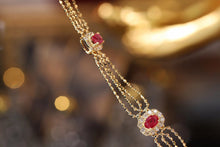 Load image into Gallery viewer, LUOWEND 18K Yellow Gold Real Natural Ruby and Diamond Gemstone Bracelet for Women