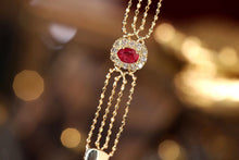 Load image into Gallery viewer, LUOWEND 18K Yellow Gold Real Natural Ruby and Diamond Gemstone Bracelet for Women