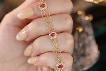 Load image into Gallery viewer, LUOWEND 18K Yellow Gold Real Natural Ruby and Diamond Gemstone Bracelet for Women