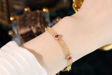 Load image into Gallery viewer, LUOWEND 18K Yellow Gold Real Natural Ruby and Diamond Gemstone Bracelet for Women