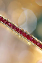 Load image into Gallery viewer, LUOWEND 18K Yellow Gold Real Natural Ruby and Diamond Gemstone Bangle for Women