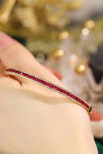 Load image into Gallery viewer, LUOWEND 18K Yellow Gold Real Natural Ruby and Diamond Gemstone Bangle for Women