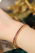 Load image into Gallery viewer, LUOWEND 18K Yellow Gold Real Natural Ruby and Diamond Gemstone Bangle for Women