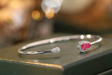 Load image into Gallery viewer, LUOWEND 18K White Gold Real Natural Ruby and Diamond Gemstone Bracelet for Women