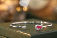 Load image into Gallery viewer, LUOWEND 18K White Gold Real Natural Ruby and Diamond Gemstone Bracelet for Women