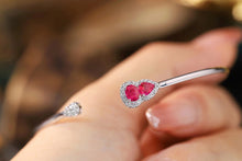 Load image into Gallery viewer, LUOWEND 18K White Gold Real Natural Ruby and Diamond Gemstone Bracelet for Women