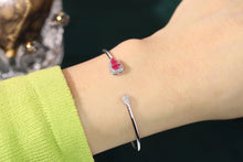 Load image into Gallery viewer, LUOWEND 18K White Gold Real Natural Ruby and Diamond Gemstone Bracelet for Women
