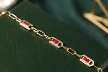 Load image into Gallery viewer, LUOWEND 18K Yellow Gold Real Natural Ruby and Diamond Gemstone Bracelet for Women