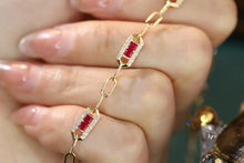 Load image into Gallery viewer, LUOWEND 18K Yellow Gold Real Natural Ruby and Diamond Gemstone Bracelet for Women