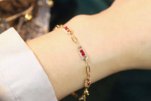 Load image into Gallery viewer, LUOWEND 18K Yellow Gold Real Natural Ruby and Diamond Gemstone Bracelet for Women