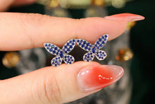 Load image into Gallery viewer, LUOWEND 18K White Gold Real Natural Sapphire Earrings for Women