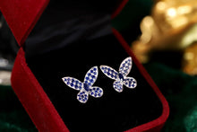 Load image into Gallery viewer, LUOWEND 18K White Gold Real Natural Sapphire Earrings for Women