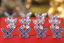 Load image into Gallery viewer, LUOWEND 18K White Gold Real Natural Sapphire Earrings for Women
