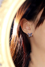 Load image into Gallery viewer, LUOWEND 18K White Gold Real Natural Sapphire Earrings for Women