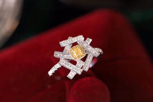 Load image into Gallery viewer, LUOWEND 18K White Gold Real Natural Yellow Diamond Ring for Women