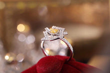 Load image into Gallery viewer, LUOWEND 18K White Gold Real Natural Yellow Diamond Ring for Women