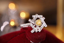 Load image into Gallery viewer, LUOWEND 18K White Gold Real Natural Yellow Diamond Ring for Women