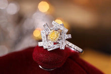 Load image into Gallery viewer, LUOWEND 18K White Gold Real Natural Yellow Diamond Ring for Women