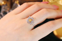 Load image into Gallery viewer, LUOWEND 18K White Gold Real Natural Yellow Diamond Ring for Women