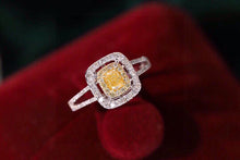 Load image into Gallery viewer, LUOWEND 18K White Gold Real Natural Yellow Diamond Ring for Women