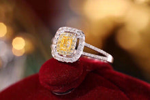 Load image into Gallery viewer, LUOWEND 18K White Gold Real Natural Yellow Diamond Ring for Women