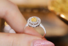 Load image into Gallery viewer, LUOWEND 18K White Gold Real Natural Yellow Diamond Ring for Women