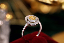 Load image into Gallery viewer, LUOWEND 18K White Gold Real Natural Yellow Diamond Ring for Women