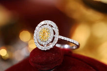Load image into Gallery viewer, LUOWEND 18K White Gold Real Natural Yellow Diamond Ring for Women