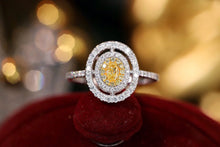 Load image into Gallery viewer, LUOWEND 18K White Gold Real Natural Yellow Diamond Ring for Women